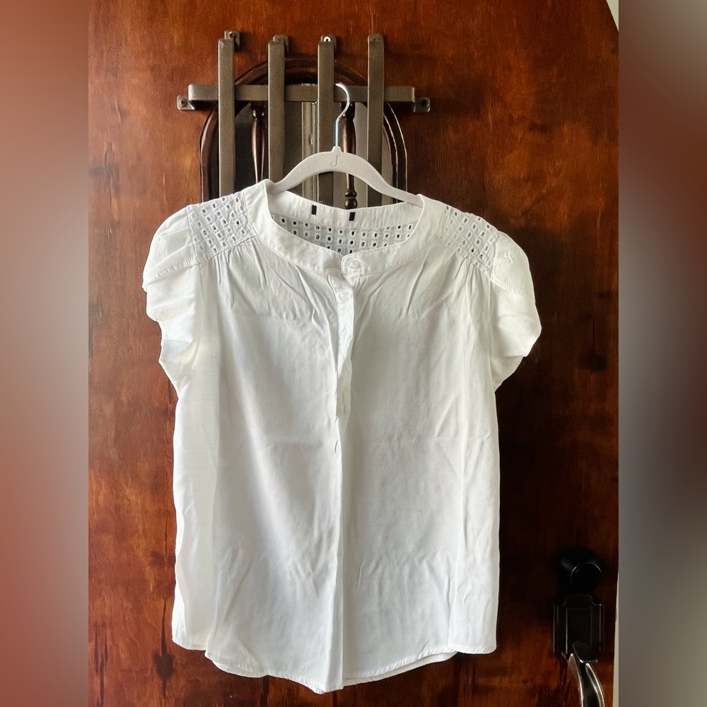 White cap sleeve blouse top